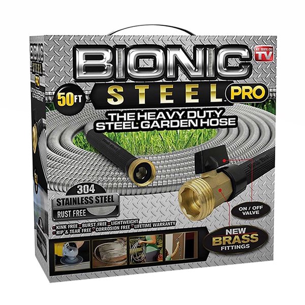 Bionic Steel Pro 5/8 in. D X 50 ft. L Heavy Duty Commercial Grade Garden Hose Gray 2428